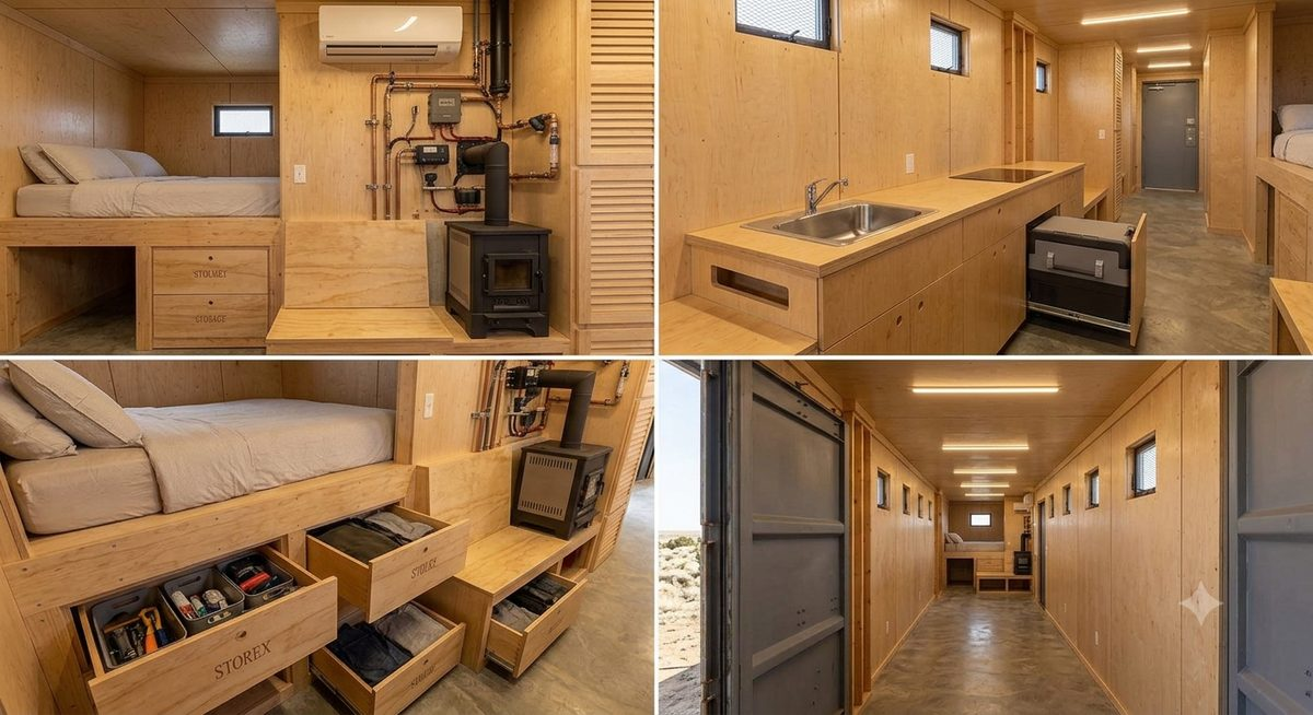 Bunk and stove interior detail