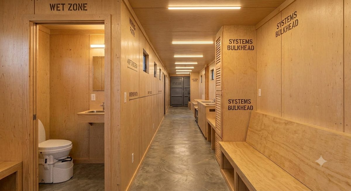 Storage drawers and corridor detail