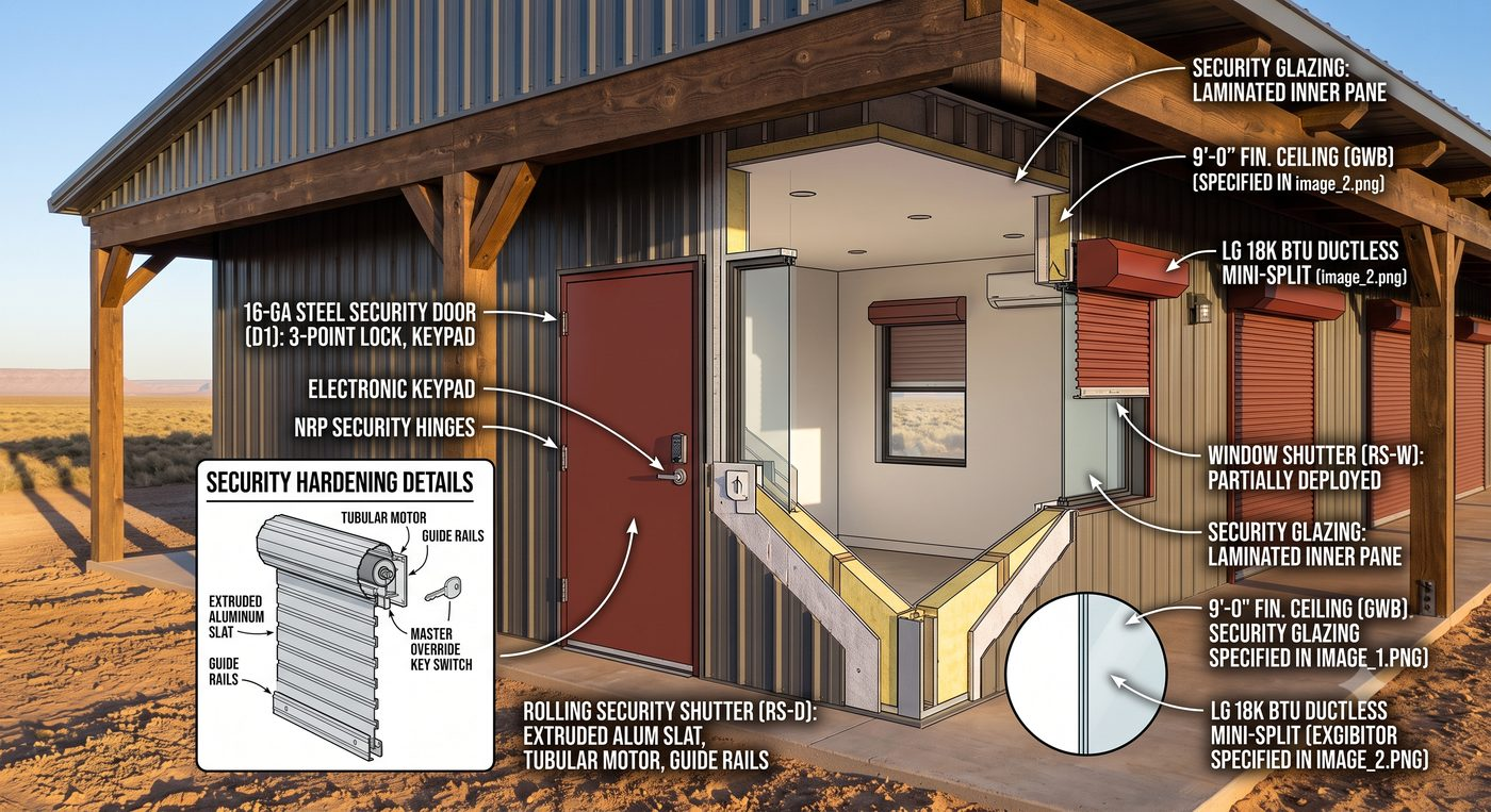 Sierra One Stays exterior, full building elevation with solar array